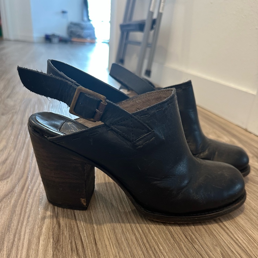 Freebird Black Heeled Mules